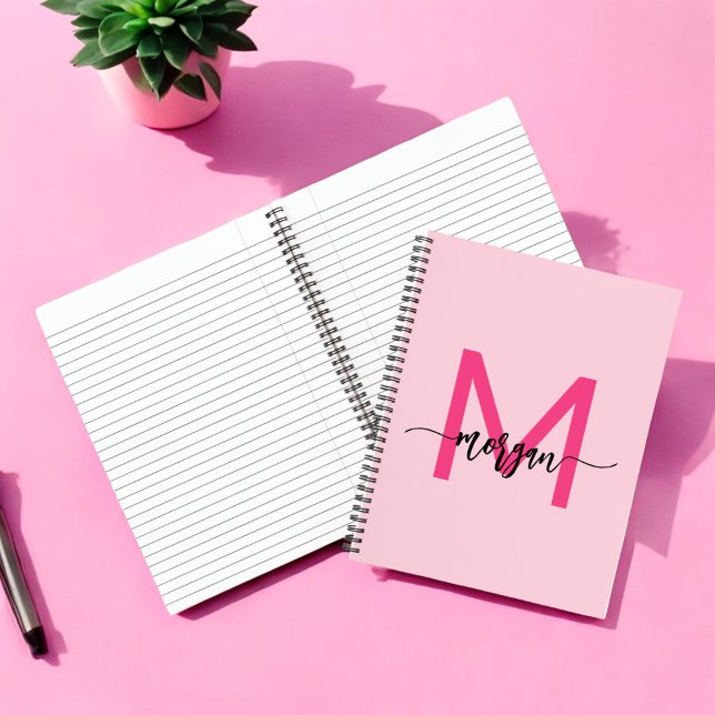 Hot Pink Monogram Girl's Back to School Notebook (Creator Uploaded)