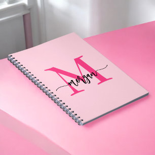 Hot Pink Monogram Girl's Back to School Notebook