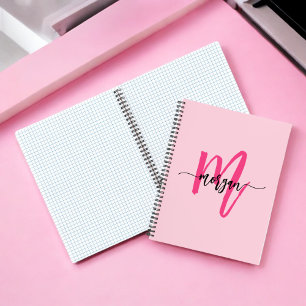 Hot Pink Monogram Girl's Back to School Notebook