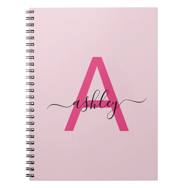Hot Pink Monogram Girl's Back to School Notebook (Front)