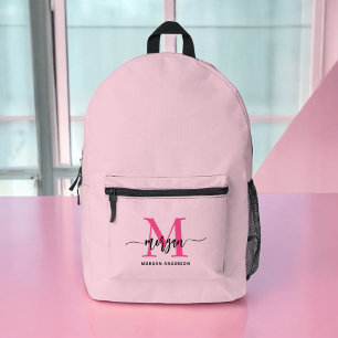 Hot Pink Monogram Girl's Back to School Printed Backpack