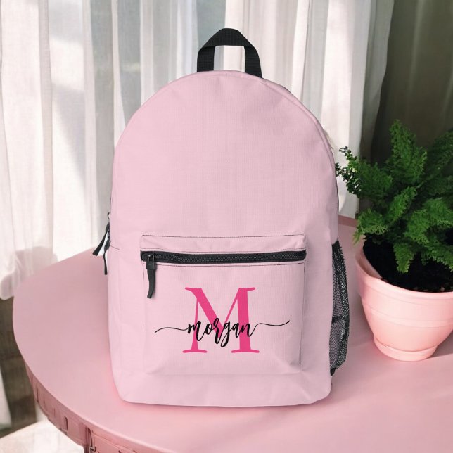 Hot Pink Monogram Girl's Back to School Printed Backpack (Creator Uploaded)