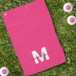 Hot Pink Monogram Golf Towel