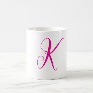 Hot Pink Monogram Initial Letter Wedding Gift Coffee Mug