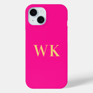 Hot Pink Monogram Initials iPhone 15 Case