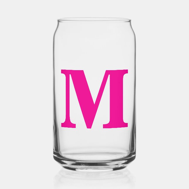  Hot Pink Monogram Initials Name Custom Gift Favou Can Glass (Front)