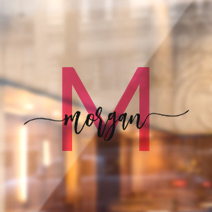Hot Pink Monogram Name Business Corporate Window Cling