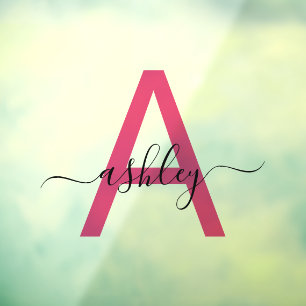 Hot Pink Monogram Name Business Corporate Window Cling