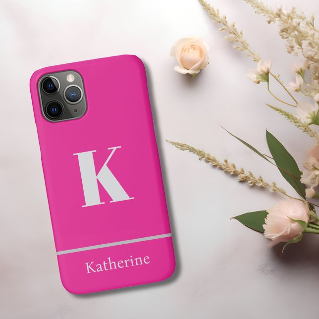 Hot Pink Monogram Name Case-Mate iPhone Case (Creator Uploaded)