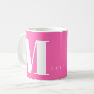 Hot pink monogram name custom typography modern coffee mug