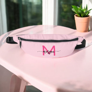 Hot Pink Monogram Name Girl's Script  Bum Bags