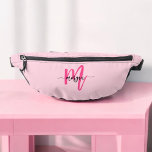 Hot Pink Monogram Name Girl's Script  Bum Bags<br><div class="desc">Add a pop of colour to your outfit with our Hot Pink Monogram Name Girl's Script Fanny Pack! Featuring a vibrant hot pink design, this fanny pack is personalised with your name in an elegant script font for a custom touch. Perfect for carrying essentials while keeping your hands free, it...</div>