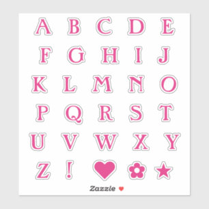 Hot Pink Monogram Text Letters Alphabet Heart Star