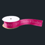 Hot Pink Monogram Wedding Custom Name Personalised Satin Ribbon<br><div class="desc">This custom design features a simple monogram on the left with personalised names next to it in white text on a hot pink background. Personalised by editing the text in the text boxes</div>