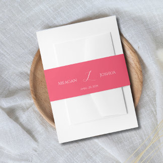 Hot Pink Monogram Wedding Invitation Belly Band