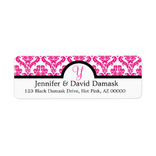 Hot Pink Monogram Y Damask Wedding