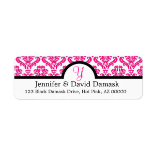 Hot Pink Monogram Y Damask Wedding
