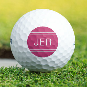 Hot Pink Monogrammed Initial Personalised Golfer Golf Balls
