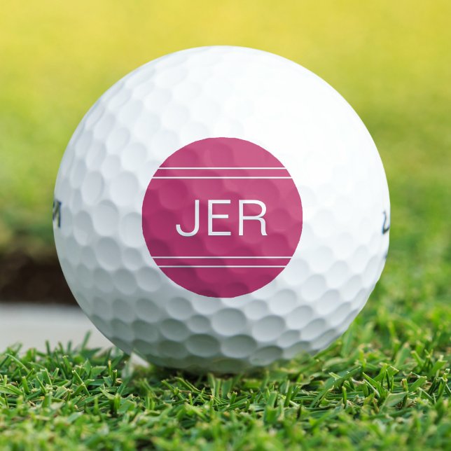 Hot Pink Monogrammed Initial Personalised Golfer Golf Balls (Hot Pink Monogrammed Initial Personalized Golfer Golf Balls)