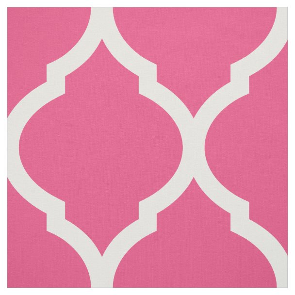 Hot Pink Moroccan Quatrefoil Trellis Fabric Uk