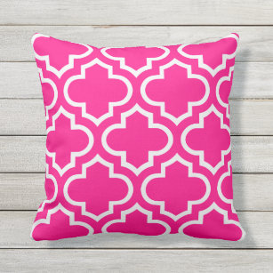 Pink Moroccan Quatrefoil Pattern Cushions Decorative Throw