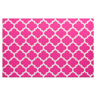 Hot Pink Moroccan Quatrefoil Trellis Fabric