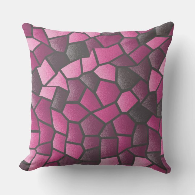 Hot Pink Mosaic Throw Pillow (Front)