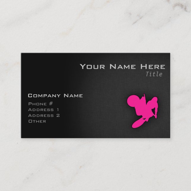 Hot Pink Motocross, dirt bike Business Card (Front)