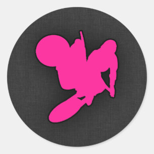 Hot Pink Motocross, dirt bike Classic Round Sticker