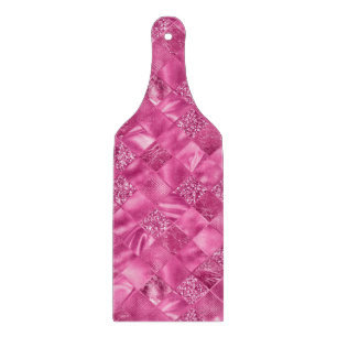 Hot Pink Multi-Texture Square Weave Pattern Cutting Board