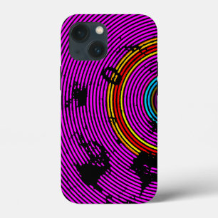 Hot Pink Multicolor Vinyl Disc Texture Pattern iPhone 13 Mini Case