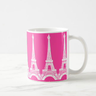 Hot Pink-n-White Eiffel Towers Coffee Mug