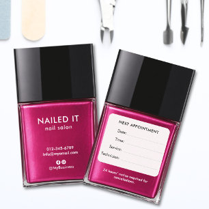 Hot Pink Nail Polish Bottle Nail Salon Appointment Card