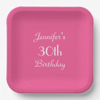 Hot Pink, Name, 30th Birthday Party Square