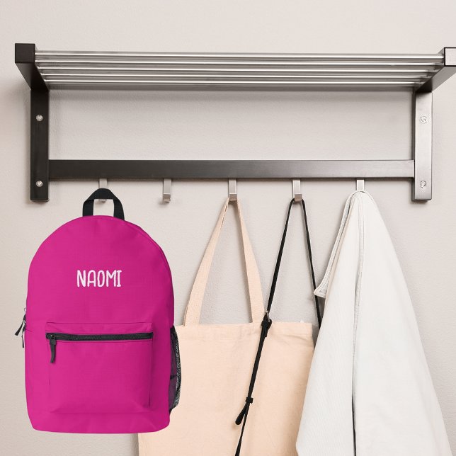 Hot pink name girl printed backpack (Creator Uploaded)