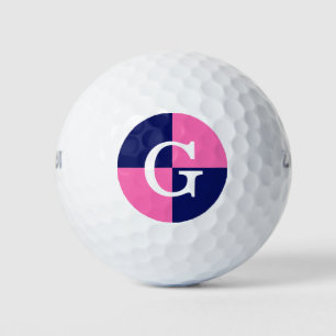 Hot Pink Navy Blue LG Chequered Monogram Golf Balls