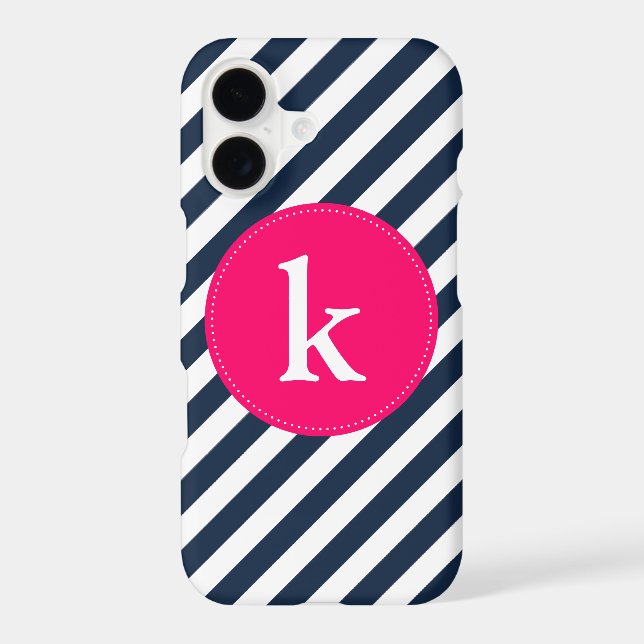 Hot Pink & Navy Monogram iPhone 7 Plus Case (Back)