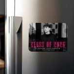 Hot Pink Neon Class of 2025 Photo Graduation Magnet<br><div class="desc">Announce your grad's special achievement with our neon graduation magnets. The modern graduation magnet displays the graduate's horizontal photo with "Class of 2025" in hot pink neon lettering. Personalise the photo graduation magnet by adding the graduate's name and school name. The graduation photo magnet is perfect for both high school...</div>