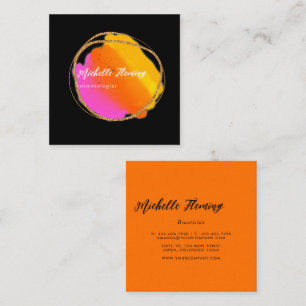 Hot-Pink Neon Glitter Square Business Card