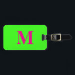 Hot Pink Neon Green Monogram Name Gift Favour 2025 Luggage Tag<br><div class="desc">Monogrammed initial and also personal details like name,  address,  phone number and email all of which you can edit. Designed with attractive solid neon green colour background,  you can change the colour if you wish. Cool travel gift idea for him or her.</div>