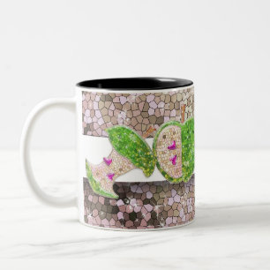 Hot Pink Neon Green Teachers Apple Classroom Name Two-Tone Coffee Mug