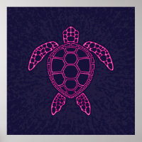 Hot Pink Neon Lava Sea Turtle Design