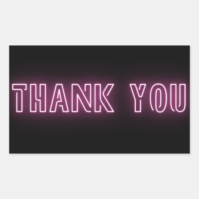 Hot Pink Neon Sign Trendy Thank You Rectangular Sticker (Front)