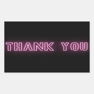 Hot Pink Neon Sign Trendy Thank You Rectangular Sticker