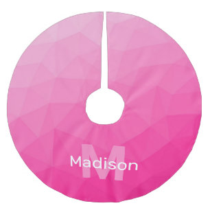Hot pink ombre geometric mesh pattern Monogram Brushed Polyester Tree Skirt