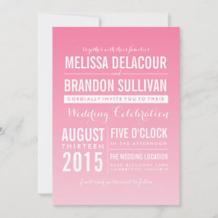 Hot Pink Ombre/ Gradient Beach Wedding Invitations