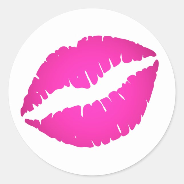 Hot Pink Ombre Lipstick Kiss Classic Round Sticker (Front)