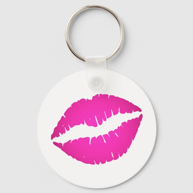 Hot Pink Ombre Lipstick Kiss Key Ring (Front)