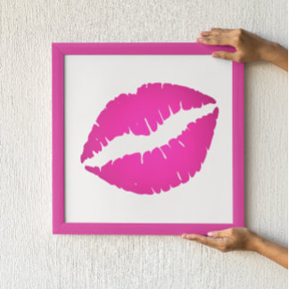 Hot Pink Ombre Lipstick Kiss Poster