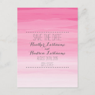 Hot Pink Ombré Wedding Save The Date Announcement Postcard